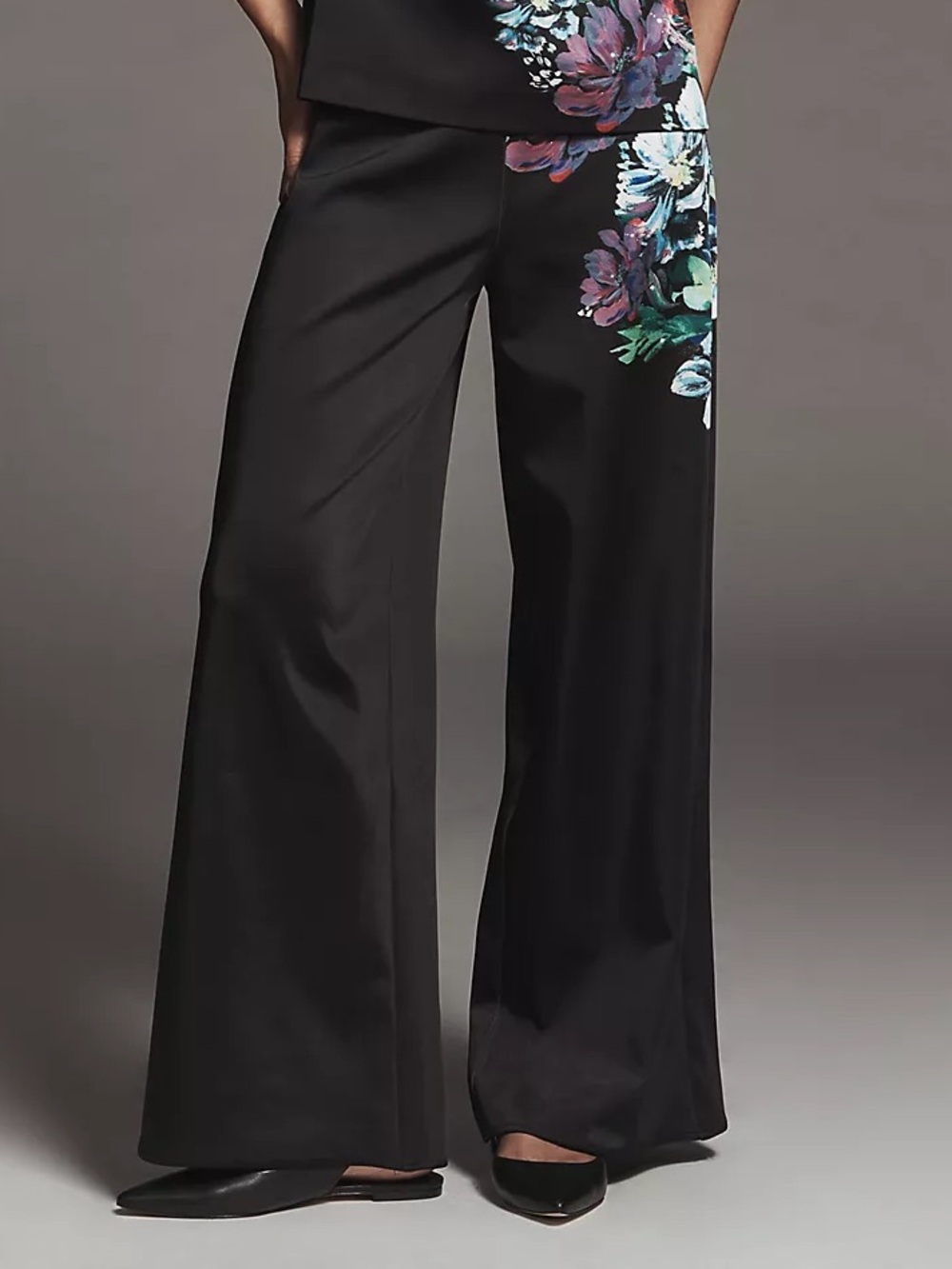 Anthropologie thick Satin effect Floral print Trousers
